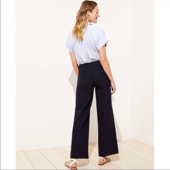 NWT Loft Kate Classic Wide Leg Pants Navy Size 4 - Picture 2 of 8